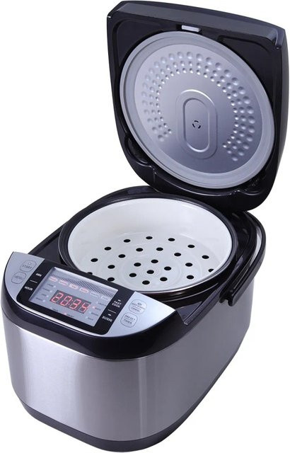 Sommertal Reiskocher RK50 in Silber mit 5l Fassungsvermögen, 3D-Heating, 790W Leistung, 8 Kochfunktionen, Digitalanzeige und Timer - Bild 1