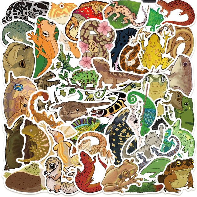 Wasserdichte Cartoon Reptil Graffiti Aufkleber Set für DIY Dekoration von Gepäck und Schreibwaren, Mehrfarbig - Bild 1