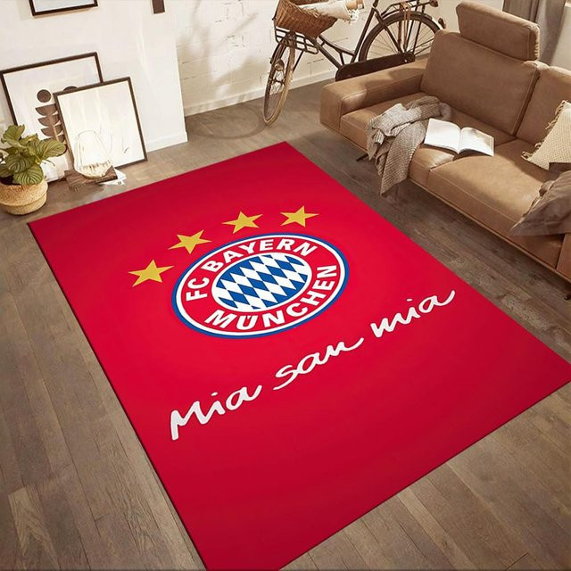 5er-Set quadratische Teppiche mit FC Bayern München Wappen von LivSpaceVibe, Farbe Rot, Material Polyester, rutschfest, B: 100 cm, T: 120 cm - Bild 1