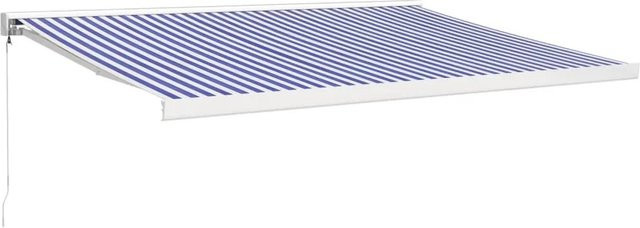 vidaXL Markise einziehbar Blau und Weiß gestreift aus Polyester und Aluminium B: 400 cm, T: 300 cm - Bild 1