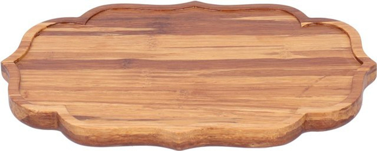 CosyHome Bambus Theebrett Serveierschale im japanischen Stil mit Schutzpolstern, Braun, B/T/H: 19,8 x 13,7 x 1,8 cm - Bild 1