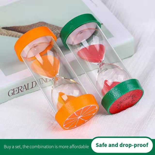 ZHOUZHI Sanduhr Set Obst Design in Orange, Nordic Style Deko-Timer für 15, 20, 30, 45 und 60 Minuten aus Glas - Bild 1