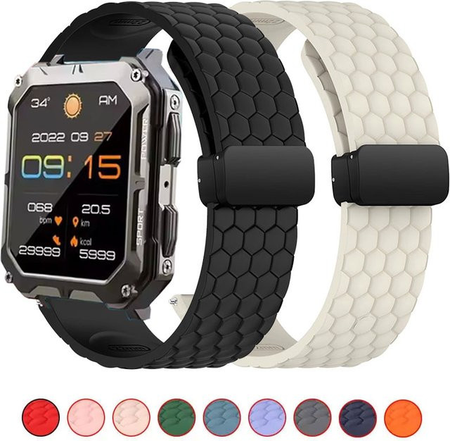 Hiyii Smartwatch Armband, Silikon, Schwarz, 22mm - Bild 1