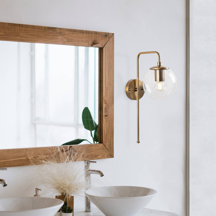 Opviq Wandleuchte Viran in Bronze aus Metall und Glas mit transparentem Schirm, E14, B/H/T: 28 x 43 x 15 cm - Bild 3