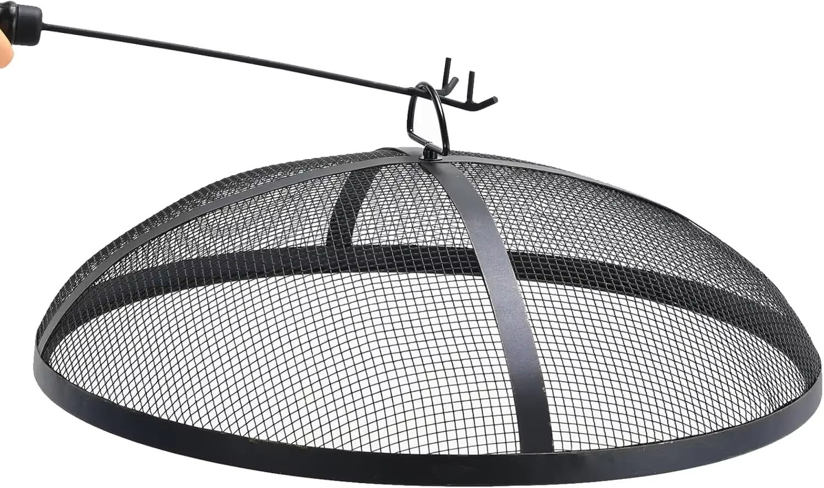 Homfa Multifunktionale Feuerschale in Schwarz mit Funkenschutz und Grillrost, höhenverstellbar, B/T/H: 76,0 x 58,0 x 15,0 cm - Bild 5