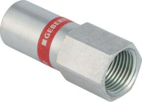 Geberit Mapress Übergang C-Stahl verzinkt, d 15 x Rp 3/8 Zoll, mit Innengewinde und Einschub, silber - Bild 1