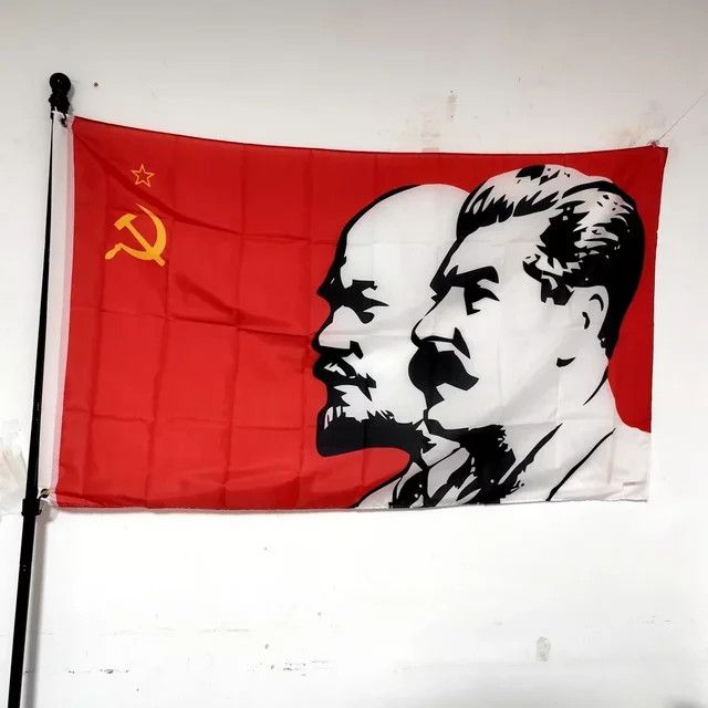 Vintage Sowjetische UdSSR Flagge mit Lenin-Stalin-Design als historische Kommunismus-Wanddekoration - Bild 1