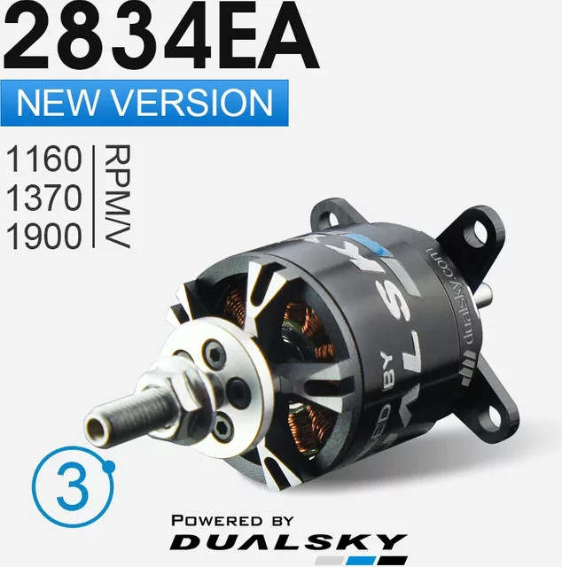 DUALSKY XM2834EA Bürtenloser Motor, 3. Generation, Starrflügelzubehör, Metall, Schwarz - Bild 1
