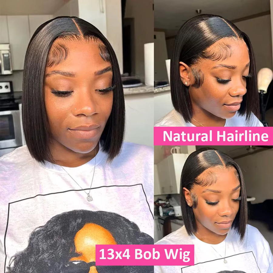 Luxexuan Bob-Perücke, 10-16 Zoll, Brasilianisches Echthaar, 13x4 Lace Frontal - Bild 2