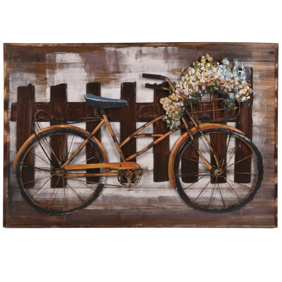 DELUKE 3D-Metallbild Fahrrad aus Stahl in Bunt, Wandbild für Wohnzimmer, Flur oder Büro, H x B x T: 120 x 80 x 10 cm - Bild 2