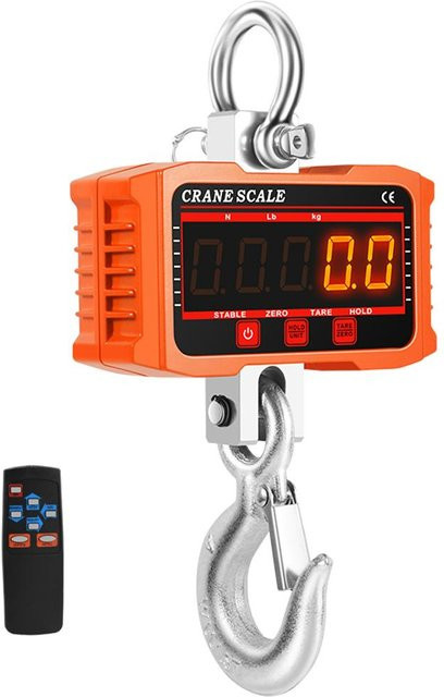 TOMTOP Digitale Kranwaage mit LCD-Anzeige, tragbarer elektronischer Hochleistungs-Gewichtshaken aus Edelstahl, Orange - Bild 1