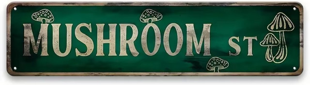 Vintage Pilz-Straßenschild aus Metall von CIFBUY als dekorative Eisen-Plakette im Antik-Stil - Bild 1