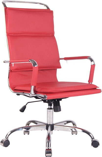 TPFLiving Bürostuhl Beta in Rot mit Kunstleder, Armlehnen und Rollen, B/T/H: 58 x 63 x 120 cm - Bild 1