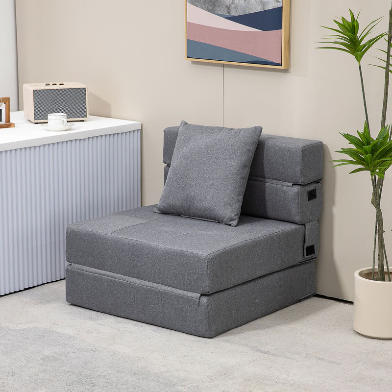 HOMCOM 2-in-1 Schlafsessel klappbar als Schlafsofa und Gästebett in Dunkelgrau - Bild 2