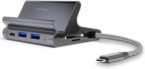 4Smarts Tischladestation 100W in Grau mit 2x USB-A, 2x USB-C, HDMI, MicroSD- und SD-Karten-Slot sowie RJ45 für den Innenbereich - Bild 1
