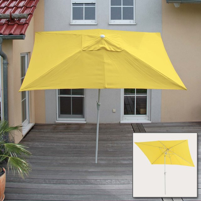 MCW Sonnenschirm Castellammare, rechteckiger Gartenschirm in Gelb, neigbar, B x T: 300 x 200 cm - Bild 1