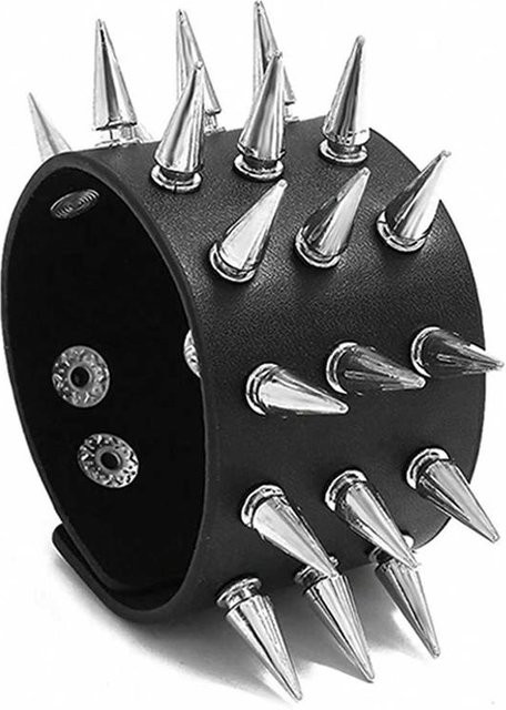 YIRAN Armband, Leder, Totenkopf, Nieten, gray, Unisex - Bild 1