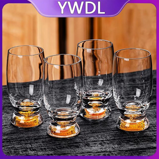 YWDL Kristall Schnapsgläser Set in Gold und Transparent, 100 ml für Wodka, Whisky, Sake und Soju - Bild 1