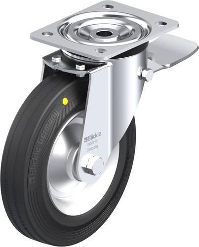 Blickle Lenkrolle L-V 202R-ST-EL mit Feststeller, Rad-Durchmesser: 200 mm, Tragfähigkeit: 205 kg, Farbe: Silber/Schwarz - Bild 1
