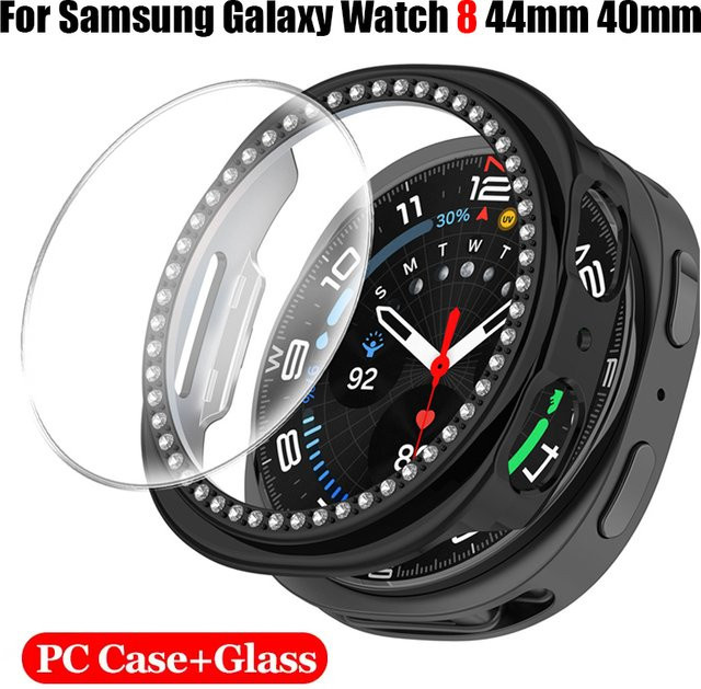 FancyWrist Schutzhülle für Samsung Galaxy Watch 8, PC, Diamant, Zirkonia, Schwarz - Bild 1