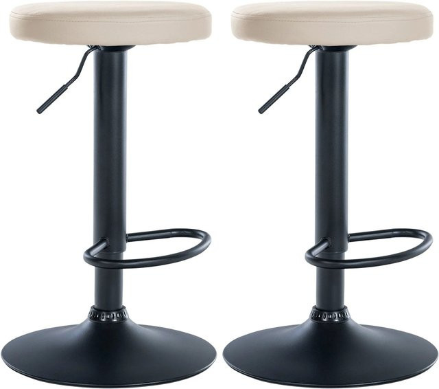 DELUKE 2er Set Barhocker KAZON aus Kunstleder in Creme und Schwarz, höhenverstellbar und drehbar, B/T/H: 38,5 x 38,5 x 60 cm - Bild 1