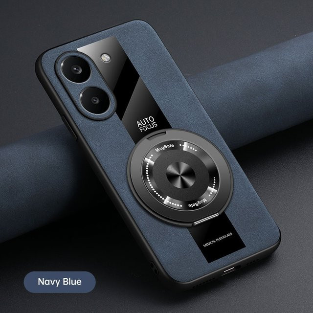 Luxus Leder Handyhülle mit magnetischem Halter und Ring für Xiaomi POCO X8 Pro Max, Redmi Turbo 5, Farbe: Grau - Bild 1