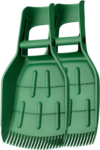 Wiltec Laubgreifer aus Kunststoff in Grün, Paar Laubsammler und Laubkralle, B/T/H: 57 x 33,7 x 7,6 cm - Bild 1