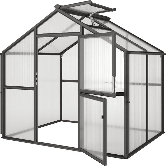 KGT Gewächshaus Novum II in Anthrazit-Grau mit 5,7 m² Fläche und 10 mm HKP - Bild 1