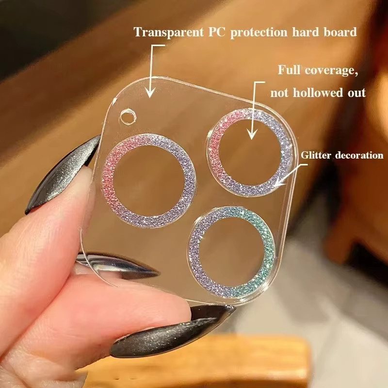 Glitzer Kameraobjektivschutz aus gehärtetem Glas für Apple iPhone in Silber - Bild 3