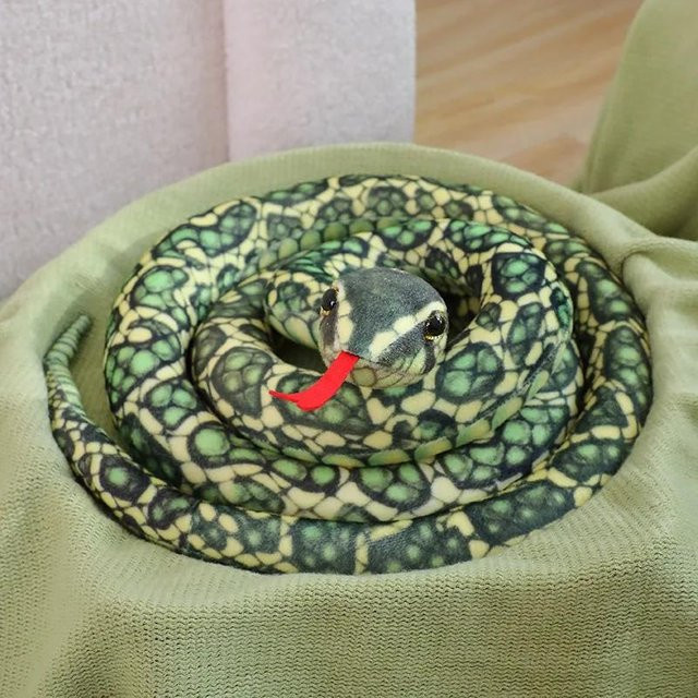 Kidsly Python Plüschtier Puppe, Reptil, Weiß Grün Schwarz, ab 14 Jahren - Bild 1