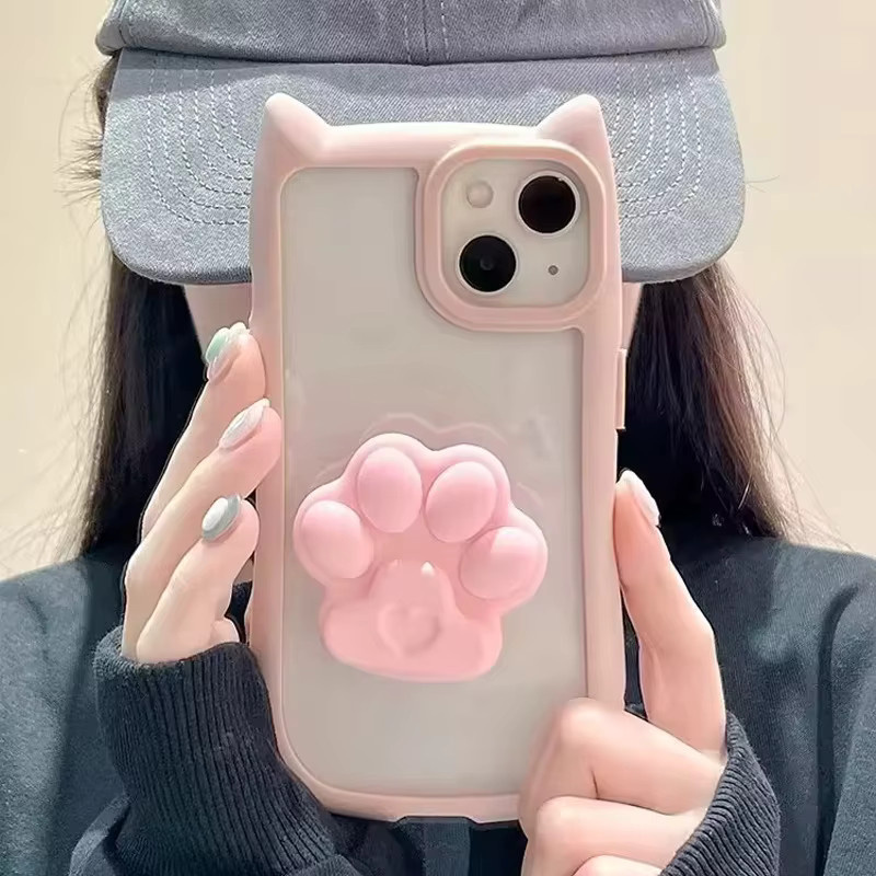 Stoßfeste AKABEILA Katzen-Ohr Handyhülle aus weichem TPU für iPhone, erhältlich in Blau und Pink - Bild 2