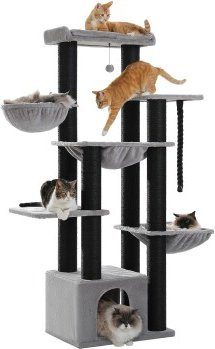 Pawz Road Kratzbaum für erwachsene Katzen mit Hängematte und Höhle aus Holz in verschiedenen Farben, H x B x T: 169 x 45 x 45 cm - Bild 1