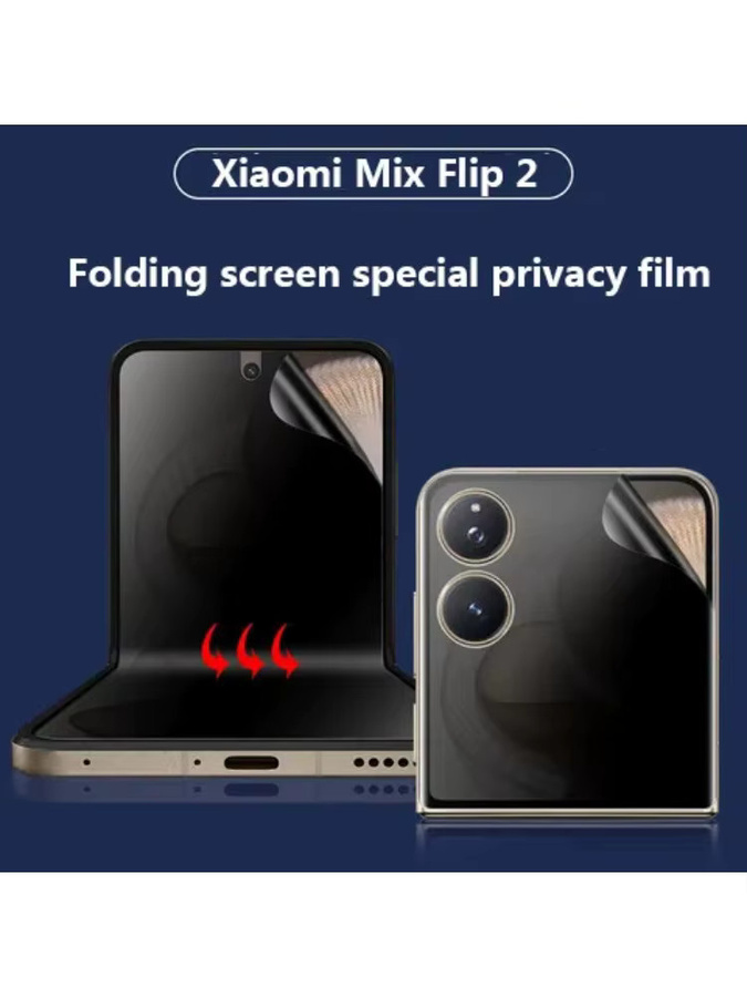 2-in-1 Privacy Anti Spy Schutzfolien-Set für Xiaomi Mix Flip 2 mit interner Folie und vorderer weicher TPU-Hydrogel-Schutzfolie, transparent - Bild 5