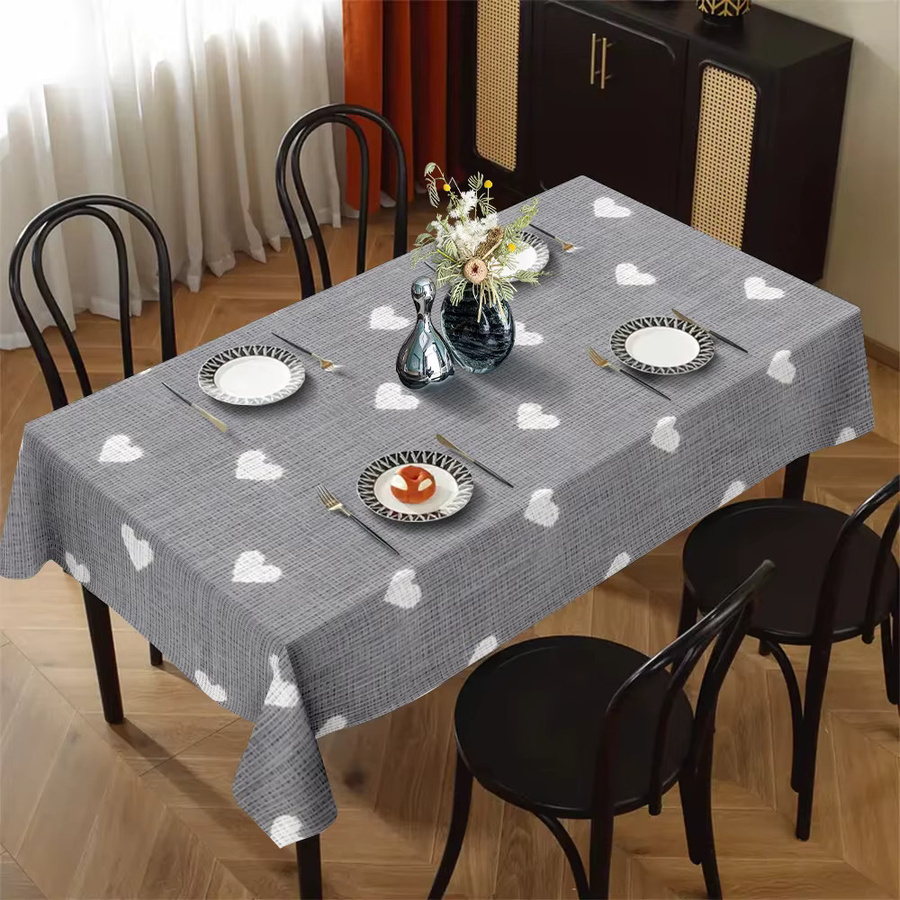VIKAMA Rechteckige Tischdecke mit weißem Herzmuster in Grau - Bild 2