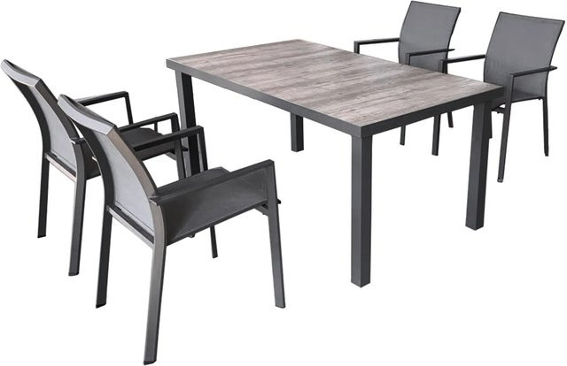Garden Pleasure Gartenmöbel-Set Rana 5-teilig in Anthrazit mit Keramikplatte und Aluminiumgestell - Bild 2