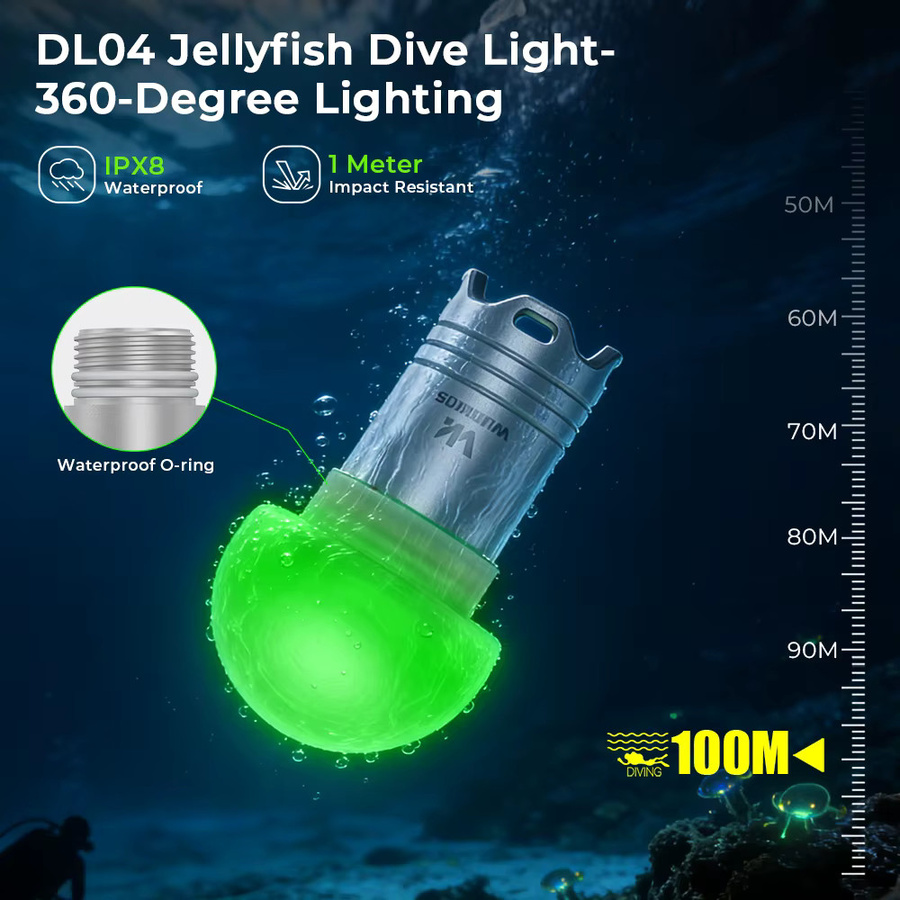 Wurkkos DL04 Mini-Tauchlampe mit 3000K Lichtfarbe, wasserdicht bis 100 Meter, im Schlüsselanhänger-Stil - Bild 3