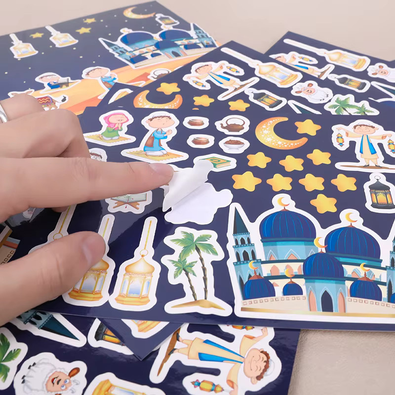 ZQNYCY Eid Mubarak DIY Aufkleber für Kinder, Ramadan Kareem Wandaufkleber Set, Mehrfarbig - Bild 6