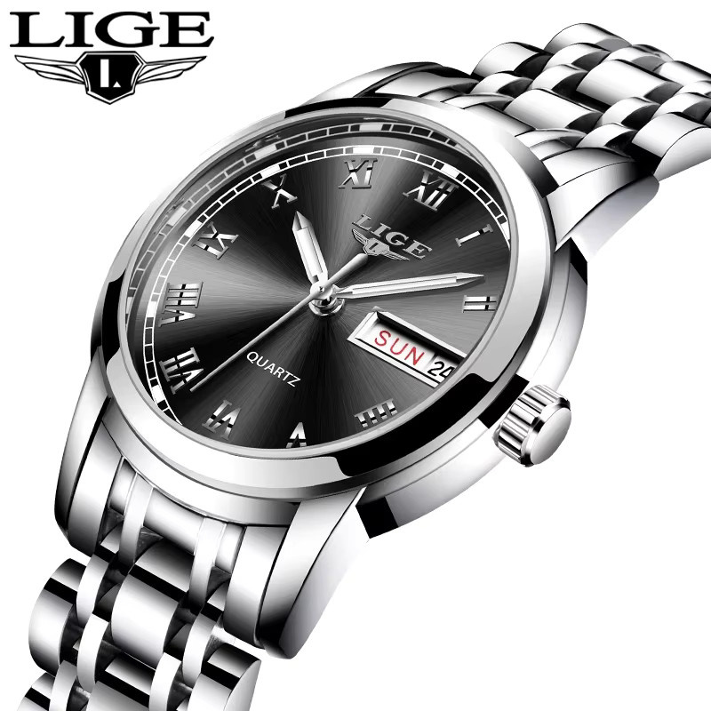 LIGE Armbanduhr Edelstahl, Quarz, Datum, Schwarz, Damen - Bild 6