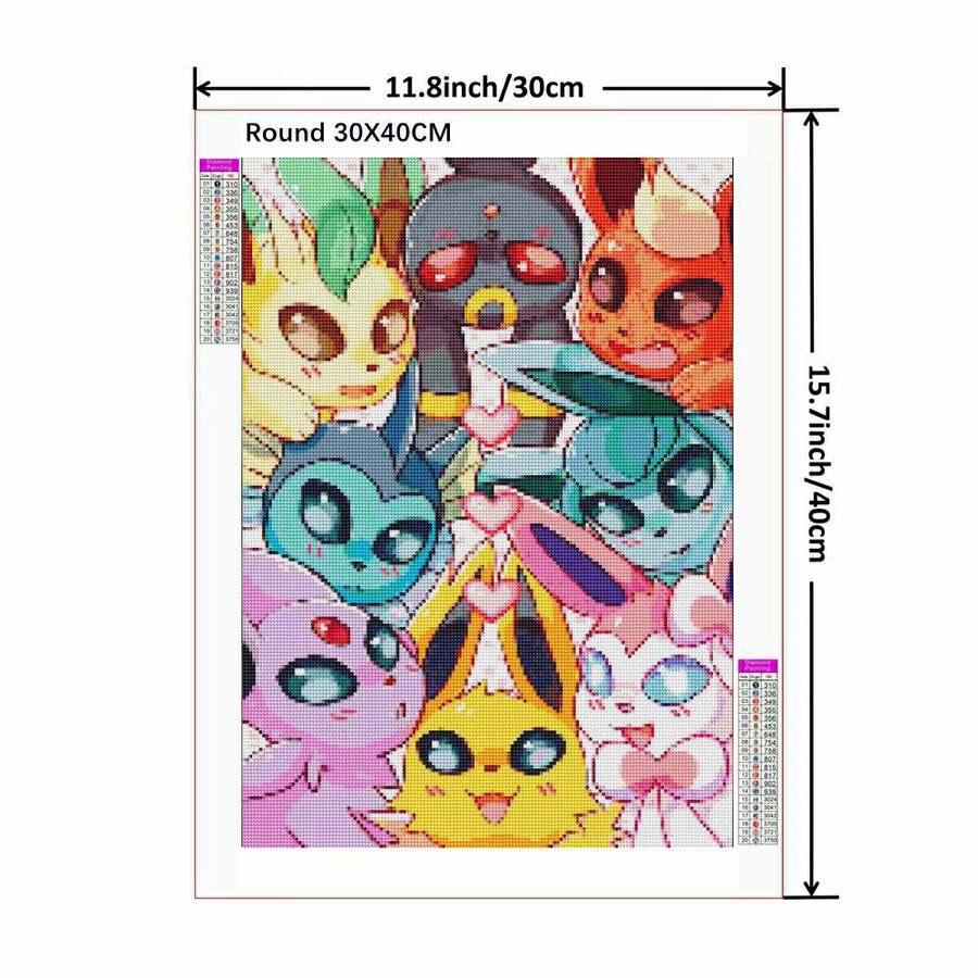 Potdemiel 5D DIY Diamant-Malerei-Set Pokemon Pikachu Japanischer Anime Mosaik-Strasssteine in Multicolour B: 30,0 cm, H: 20,0 cm, T: 20,0 cm - Bild 2