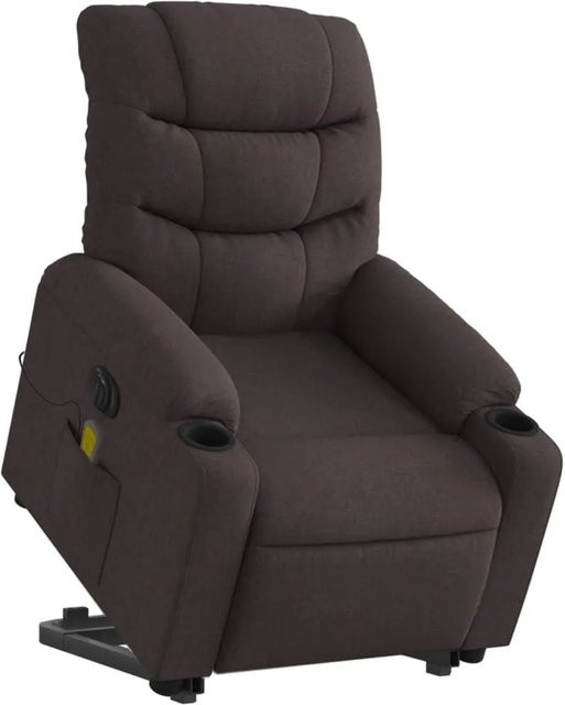 vidaXL Elektrischer Massagesessel mit Aufstehhilfe in Dunkelbraun aus Stoff und Holz - Bild 1