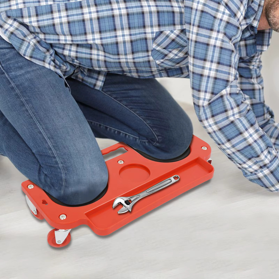 Rollbare Knieschoner mit Schaumstoffpolsterung und Rädern in Rot, B/T/H: 51,0 x 35,5 x 14,0 cm - Bild 7