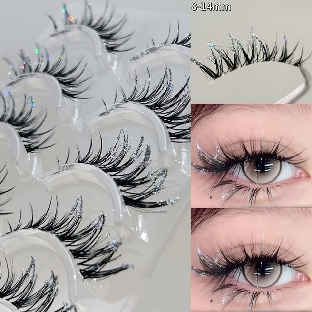 Mixiaohe Diamant-Schimmer-Wimpern, 5 Paar, C-Curl, schimmernd - Bild 1