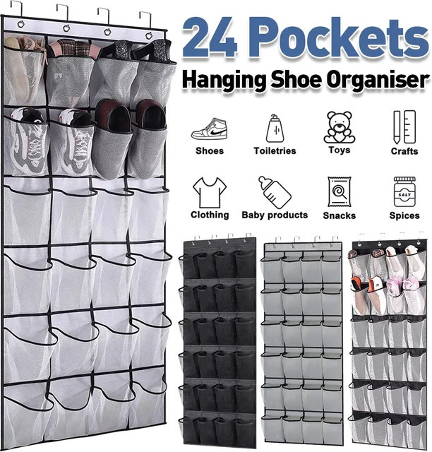 APWIKOGER Wand-Organizer aus Stoff mit 24 transparenten Taschen für Kleinteile und Schuhe - Bild 1