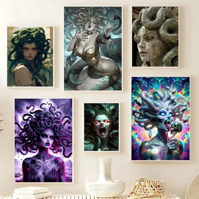 M-Medusa Leinwand Wandbild Medusa Portrait als Wandkunst für deine Wohnzimmer Dekoration, Höhe: 20 cm, Breite: 15 cm - Bild 1