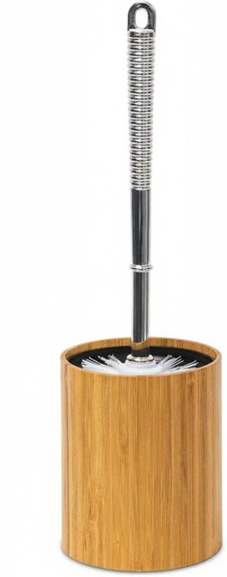 Relaxdays WC-Bürstenhalter aus Bambus mit Kunststoffeinsatz, Farbe: Braun, H x B x T: 33 x 10,4 x 10,4 cm - Bild 1