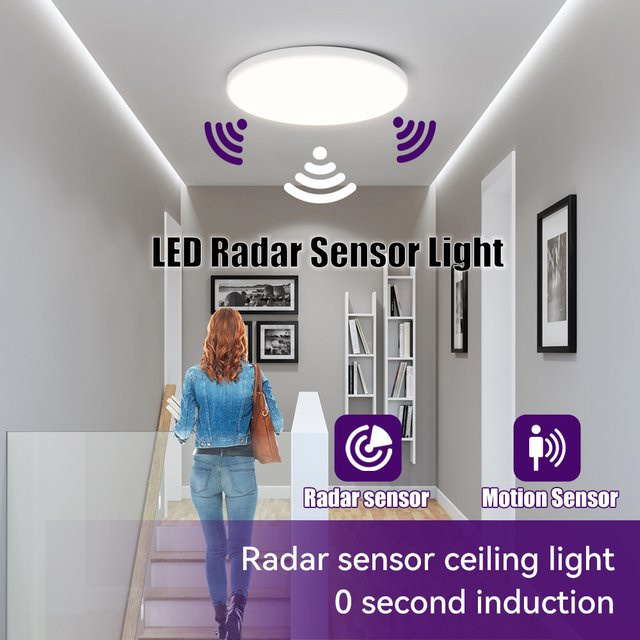 LANGYUE LED Deckenleuchte mit Radar-Bewegungssensor in Weiß für Flur, Treppe und Balkon - Bild 1