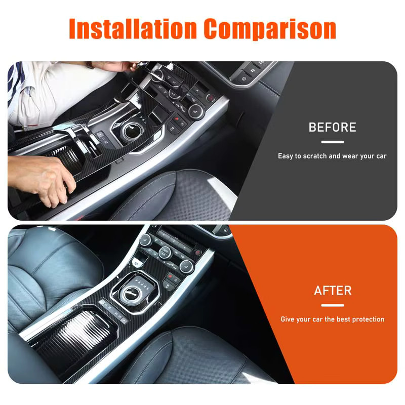 Suetlcoity Zubehör für die Mittelkonsole und Schalttafel als Getriebe-Shift-Panel Abdeckung in Schwarz für Land Rover Range Rover Evoque 2012-2018 - Bild 2