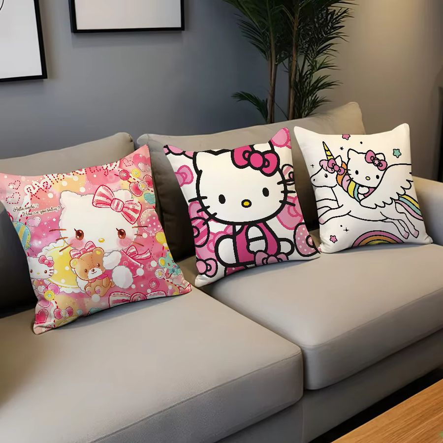 HelloKitty Kissenbezug mit süßem Cartoon-Katzen-Design in Multicolor für Sofa und Wohnzimmer - Bild 5