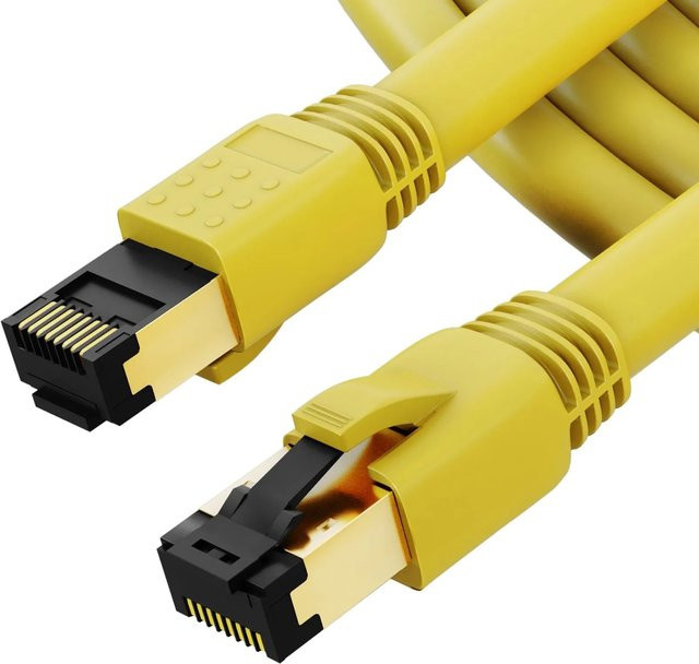 hb-digital Patchkabel CAT 8.1 LAN Kabel RJ45 S/FTP Gelb, Länge: 7,5 m - Bild 1