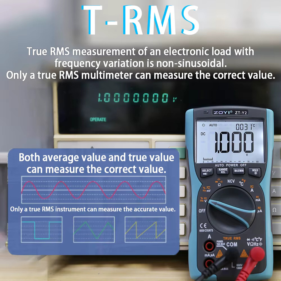 ZOYI ZY-Y2 Professionelles Digitalmultimeter in Blau für AC/DC Spannung, Strom, NCV, Kapazität, Widerstand, Hertz und Summer - Bild 5